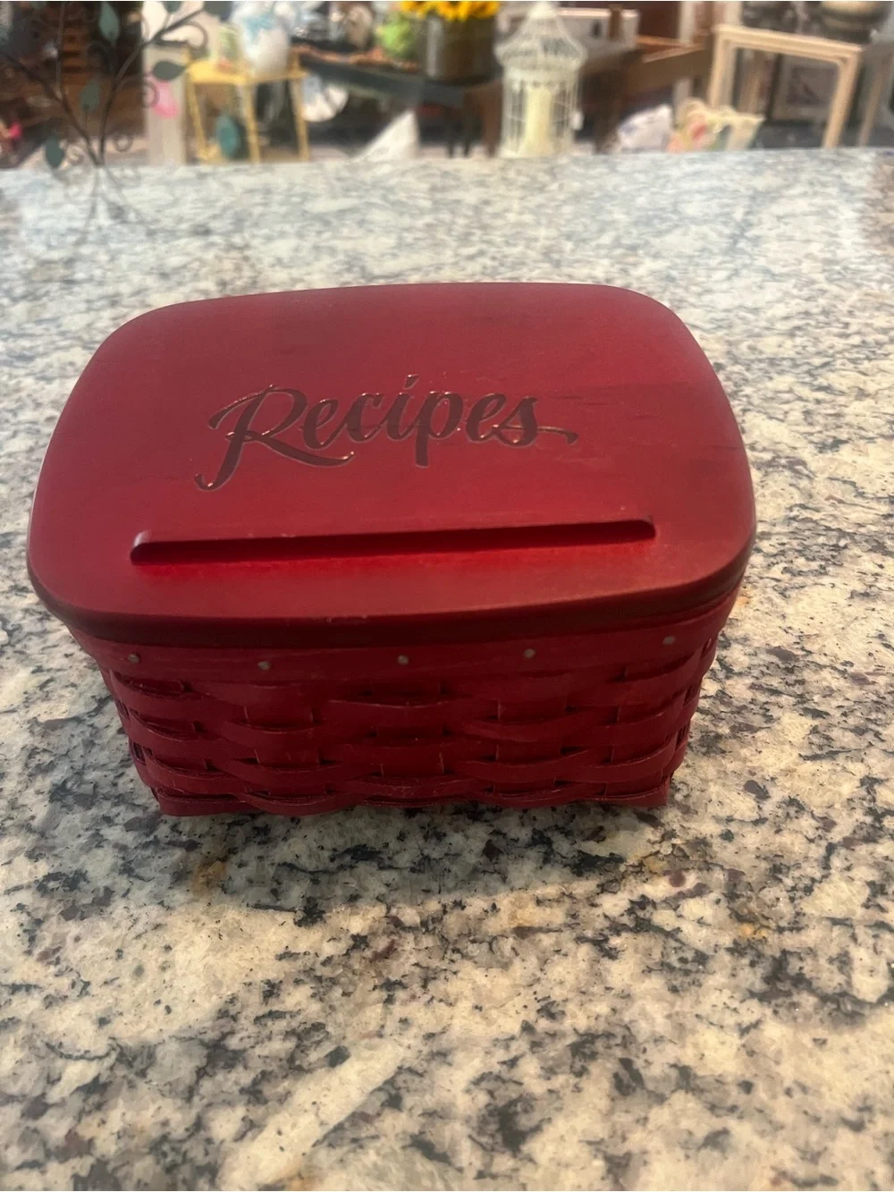 Longaberger Recipe Card Box - Red Home Accent